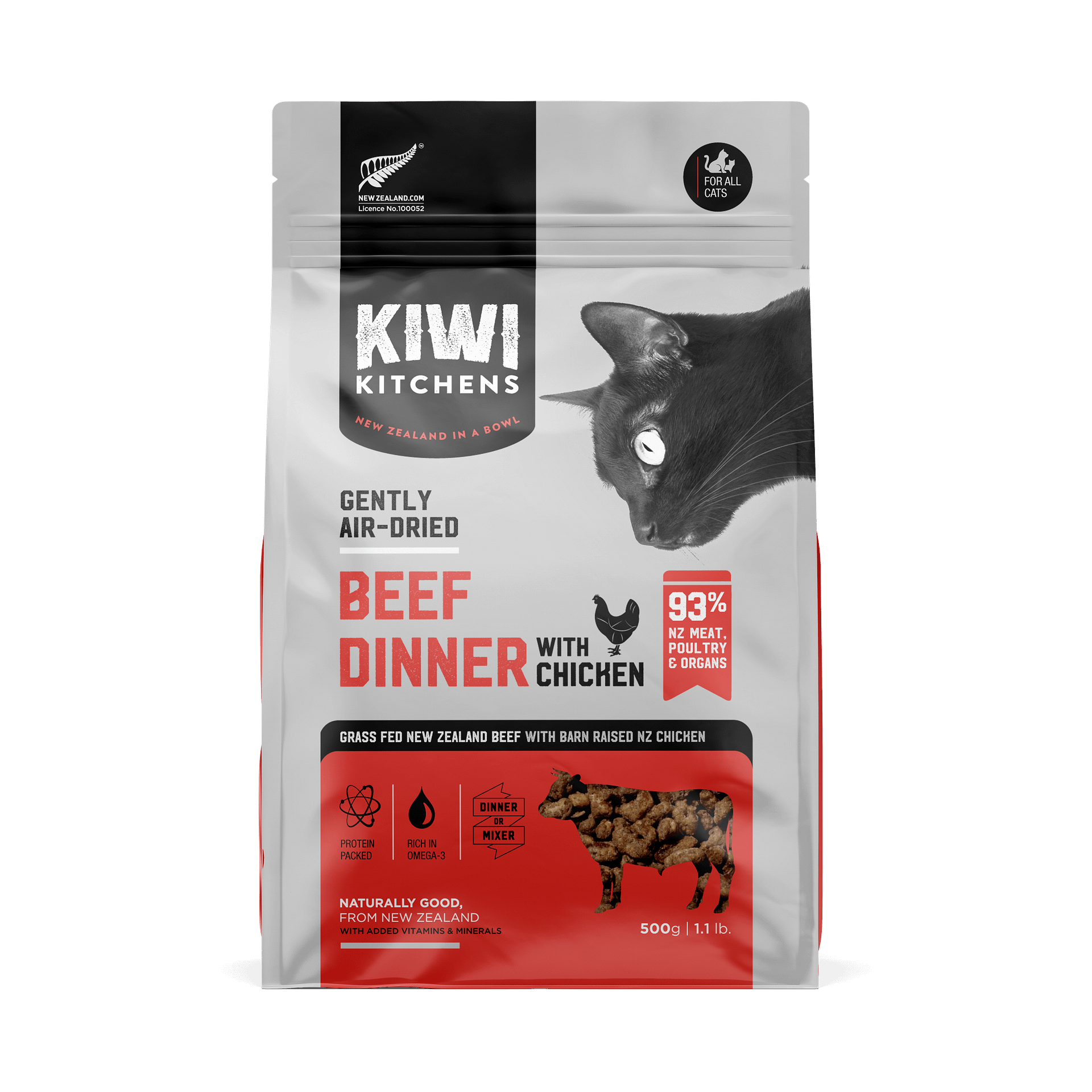 Kiwi Kitchens Cat Air Dried Beef 1kg Slinky and Rusty
